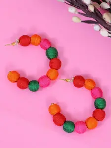 Crunchy Fashion Gold-Toned & Multicoloured Contemporary Half Hoop Earrings