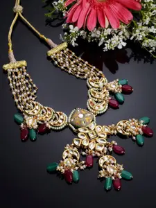 DUGRISTYLE Gold-Plated & Green Sterling Silver Necklace
