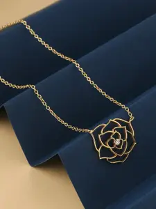 kashwini Gold-Plated & White Brass Flower Necklace