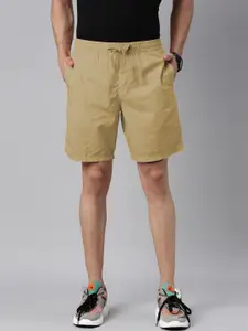 Breakbounce Men Khaki Slim Fit Low-Rise Cotton Shorts