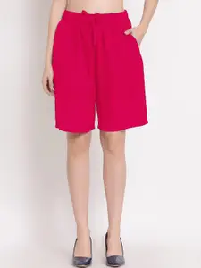 PATRORNA Women Fuchsia Loose Fit Shorts