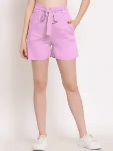 PATRORNA Women Pink High-Rise Shorts