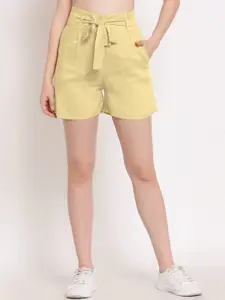 PATRORNA Women Yellow High-Rise Outdoor Antimicrobial Technology Shorts  70% Cotton