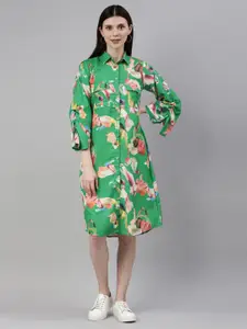 ZHEIA Green Floral Shirt Dress