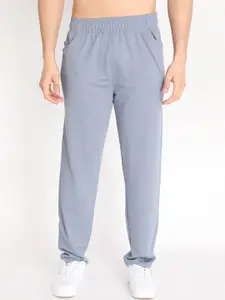 CHKOKKO Men Grey Solid Cotton Comfort Fit Track Pants