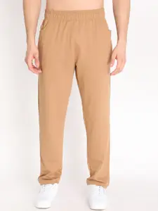 CHKOKKO Men Camel Brown Solid Comfort-Fit Track Pants