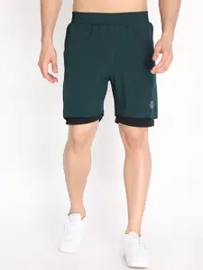 CHKOKKO Men Green Running Sports Shorts