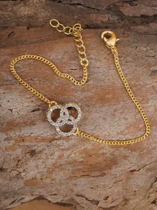 Voylla Women Gold-Toned & White Brass Enamelled Gold-Plated Link Bracelet