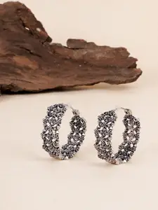 Voylla Silver-Plated Geometric Hoop Earrings