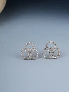 Voylla Gold-Plated & White AD & CZ Floral Studs