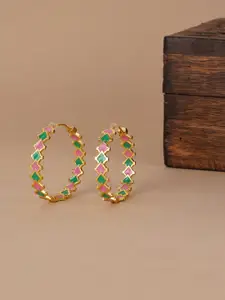 Voylla Gold-Plated Geometric Trendy Hoop Earrings