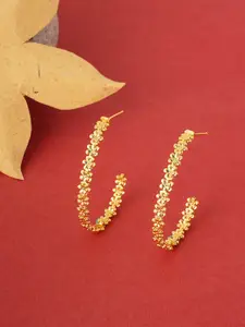 Voylla Gold-Plated Geometric Fashion Trendy Half Hoop Earrings