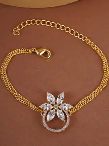 Voylla Women White & Gold-Plated Cubic Zirconia Link Bracelet