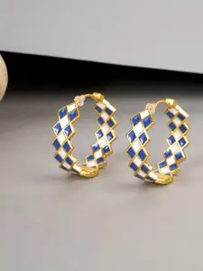 Voylla Gold-Toned & Navy Blue Fashion Trendy Hoops Earrings