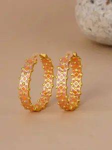 Voylla Women Gold Plated Geometric Trendy Brass Hoop Earrings