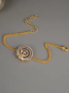 Voylla Women Silver Gold-Plated AD CZ Classic Studded Brass Mangalsutra Bracelet
