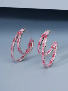 Voylla Silver-Plated Geometric Hoop Earrings