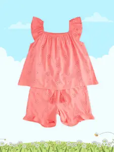 Pantaloons Junior Coral  Schiffli A-Line Dress