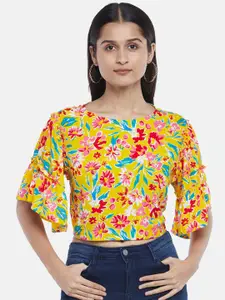 People Yellow Floral Print Top