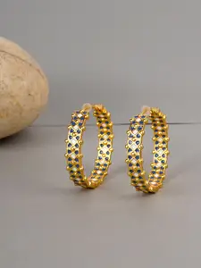 Voylla Gold-Toned & Blue Fashion Trendy Hoop Earrings