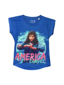 Marvel by Wear Your Mind Girls Blue Printed Top