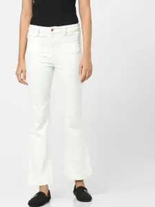 Vero Moda Women White Boot Cut High-Rise Jeans