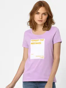 Vero Moda Women Purple Typography Printed T-shirt