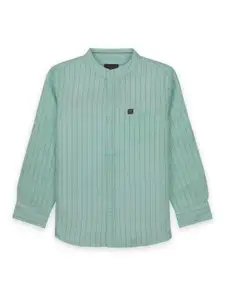 Status Quo Boys Green Classic Striped Casual Shirt