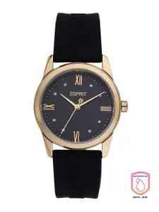 ESPRIT Women Black Dial & Gold-Plated Stainless Steel Straps Analogue Watch ES1L217P1165