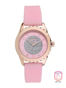 ESPRIT Women Rose Gold-Toned Embellished Stainless Steel Straps Analogue Watch