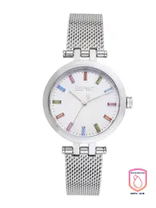 ESPRIT Women Silver-Toned Mother of Pearl Dial & Silver Toned Stainless Steel Bracelet Style Straps Analogue Watch
