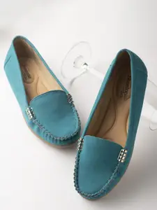 Shoetopia Girls Turquoise Blue Loafers