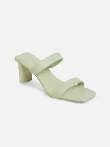 ALDO Green Solid Block Sandal Heels