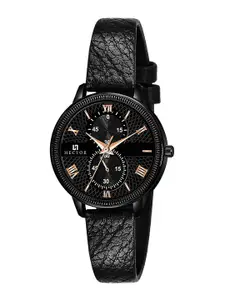 HECTOR Women Black Patterned Dial & Black Straps Analogue Watch