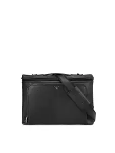 Da Milano Unisex Black Leather 14 Inch Laptop Bag