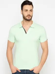 Status Quo Men Green Polo Collar T-shirt