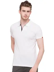 Status Quo Men White Polo Collar T-shirt
