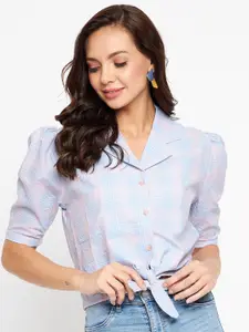 Madame Women Pink Checked Casual Shirt