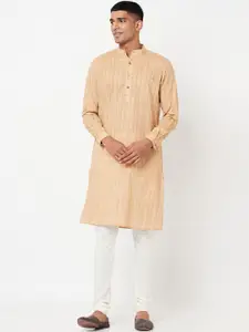 Fabindia Men Beige Printed Cotton Kurta
