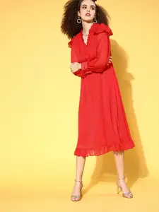 plusS Women Attractive Red Solid Vacay Attire