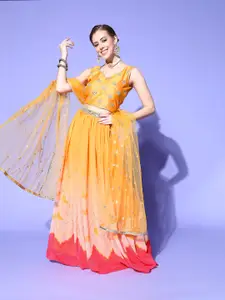 Chhabra 555 Mustard Embellished Mirror Work Made to Measure Lehenga & Blouse With Dupatta