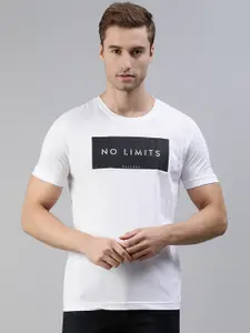 Huetrap Men White & Black Printed Pure Cotton T-shirt
