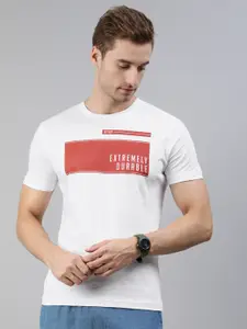 Huetrap Men White & Red Typography Printed Cotton T-shirt