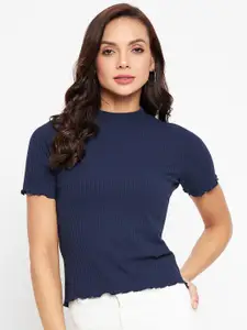 Madame Women Navy Blue Knitted Top