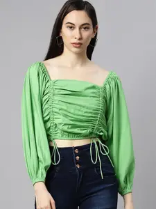The Dry State Green Ruched Crop Top