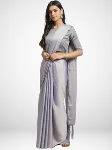 KALINI Purple & Silver-Toned Striped Saree