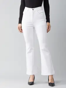DOLCE CRUDO Women White Bootcut High-Rise Stretchable Jeans