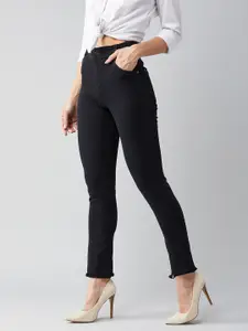 DOLCE CRUDO Women Black Slim Fit High-Rise Stretchable Jeans