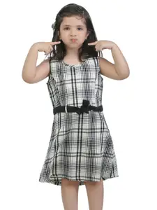 toothless Girls White & Black Checked A-Line Dress