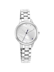 Fastrack Women Silver-Toned Brass Dial & Silver Toned Bracelet Style Straps Analogue Watch